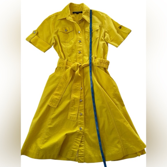 2/$24 🌻 Sharagano Women’s Yellow Belted Shirt Dress Sz 6 - Picture 5 of 6
